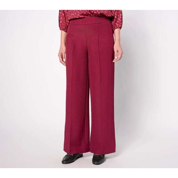 Isaac Mizrahi Live! Tall Timless Twill Wide Leg Pants Sangria Tall 2X A609901 - Picture 1 of 2